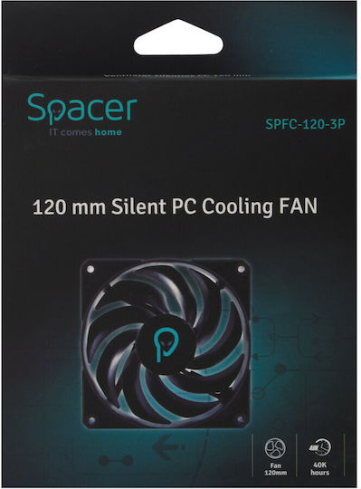 Spacer SPFC-120-3P Case Fan 120mm (1600rpm / 45cfm) Χωρίς Led Φωτισμό και Σύνδεση 3-Pin