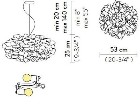 Slamp Clizia Suspension M Mama Non Mama Κρεμαστό Φωτιστικό Λευκό με Ντουί E27 53εκ.