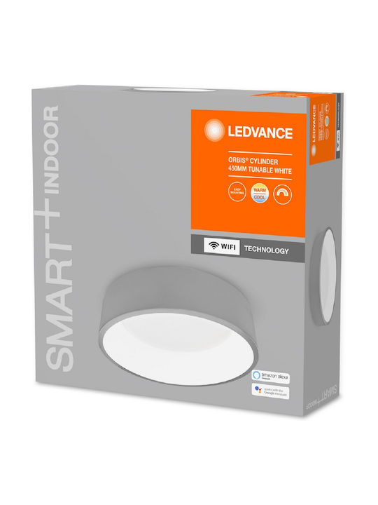 Ledvance Orbis Cylinder Smart Deckenleuchte 45cm Gray mit Integrierter LED und Fernbedienung