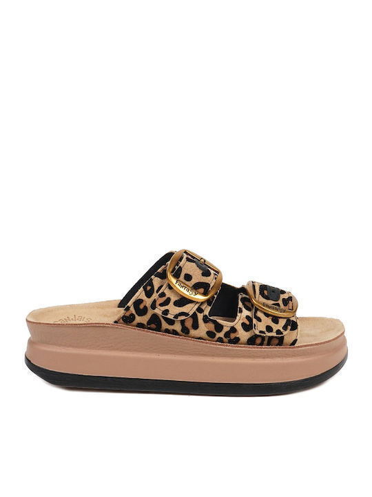 Leather Women's Flat Sandals Anatomic Flatforms Leopard