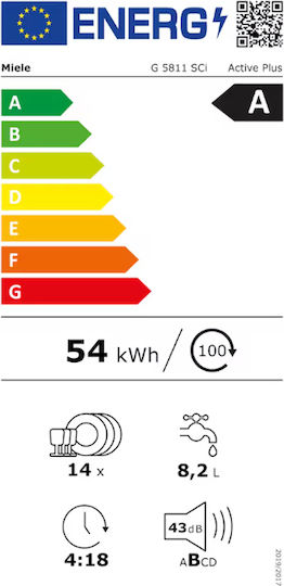 Miele Einbaugeschirrspüler für 14 Gedecke B55xH80cm