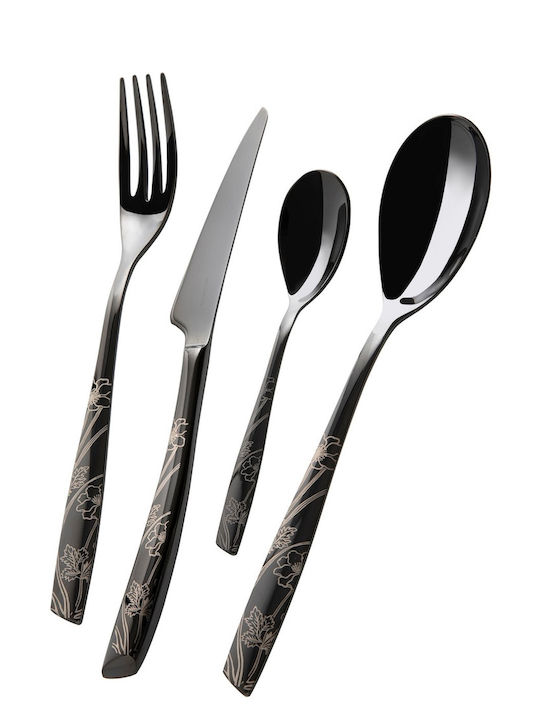 Casa Bugatti Riviera Set de Tacâmuri Inoxidabil Negre 24buc