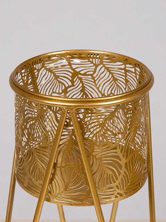Planter Metal Gold with Stand 27x27x50cm.