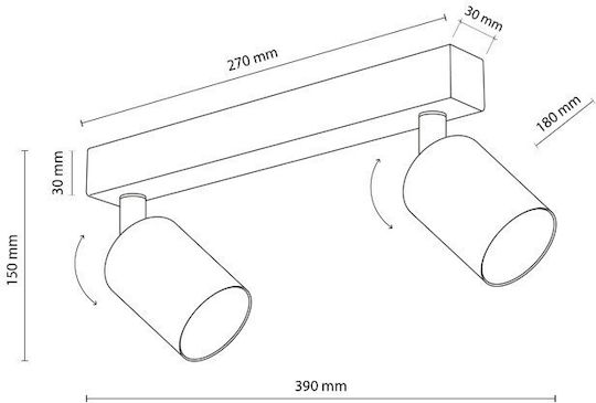 TK Lighting Двойно Спот с Цокъл GU10 в Бял Цвят