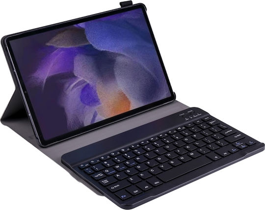 Abnehmbarer Klappdeckel mit Tastatur auf Englisch US Schwarze (Galaxy Tab A8)