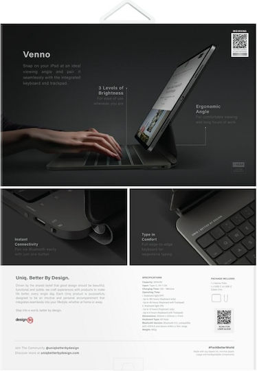 Uniq Flip Cover με Πληκτρολόγιο Μαύρη (iPad Pro 13 M4 (2024))