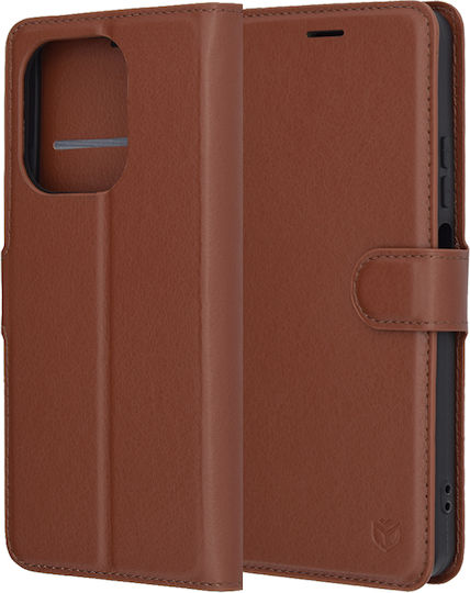 Techsuit Folio Brieftasche Leder / Silikon Braun (Oppo A5 Pro)
