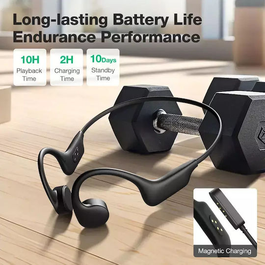 BlitzWolf BTS8 Bone Conduction Bluetooth Handsfree Ακουστικά με Θήκη Φόρτισης Μαύρα