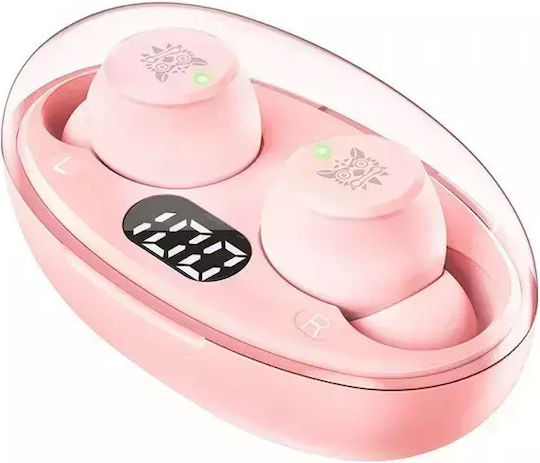 Onikuma T305 In-ear Bluetooth Handsfree Ακουστικά με Θήκη Φόρτισης Ροζ