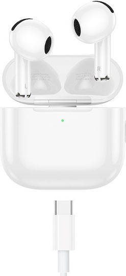 Borofone BW81 Earbud Bluetooth Handsfree Ακουστικά με Θήκη Φόρτισης Λευκά