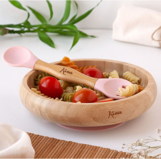 Kiokids Σετ Φαγητού Bamboo από Bamboo Ροζ 2τμχ