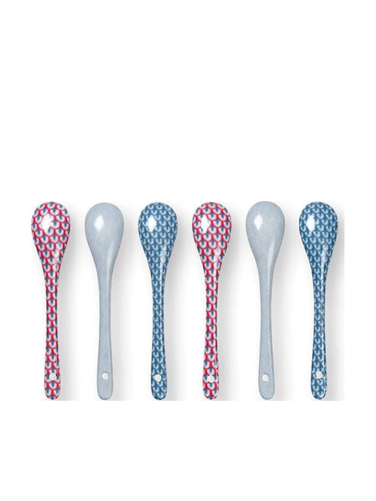 PiP Studio Oriental Flower Festival Καφέ/Τσαγιού Ανοξείδωτα Μπλε 13cm 6τμχ