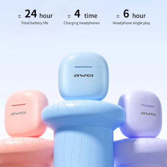 Awei T68 Earbud Bluetooth хендсфри Слушалки с Кутийка за Зареждане Бежов