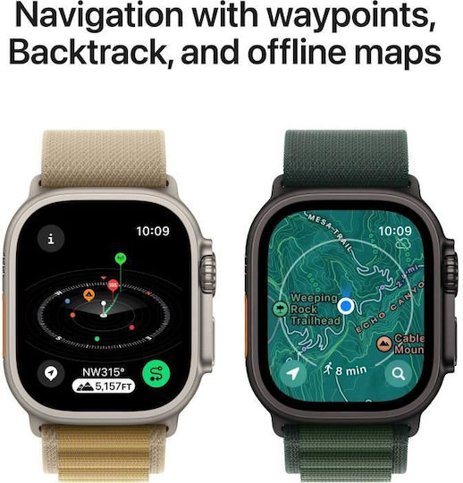 Apple Watch Ultra 2 2024 Titanium 49mm Waterproof with eSIM and Heart Rate Monitor (Black with Black Trail Loop - S/M)