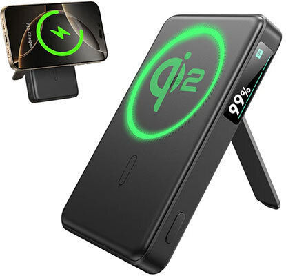 ESR Qi2 MagSlim Kickstand MagSafe Power Bank 10000mAh 15W Черен