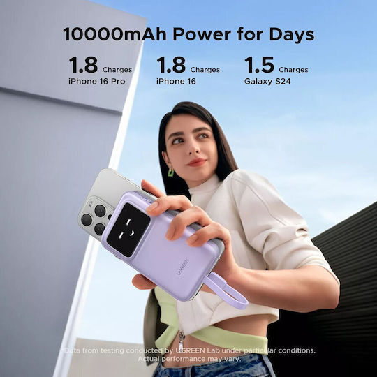 Ugreen Uno Power Bank 10000mAh 30W με Θύρα USB-A και Θύρα USB-C Power Delivery Μωβ