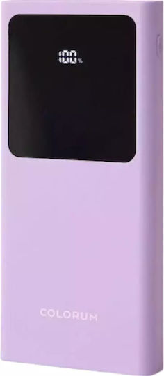 Colorum Power Bank 10000mAh 22.5W με 2 Θύρες USB-A και Θύρα USB-C xLavenda