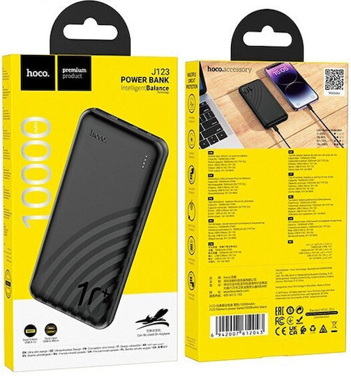 Hoco J123 Power Bank 10000mAh 22.5W mit 2 USB-A Anschlüssen und 2 USB-C Anschlüssen Schwarz