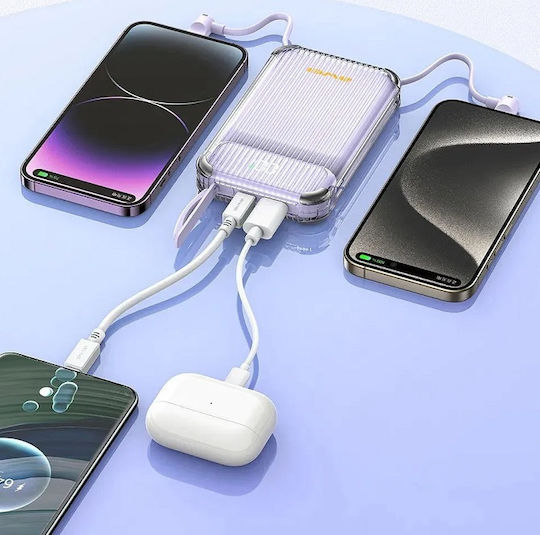 Awei P89K Power Bank 10000mAh 22.5W με Θύρα USB-A και Θύρα USB-C Ροζ