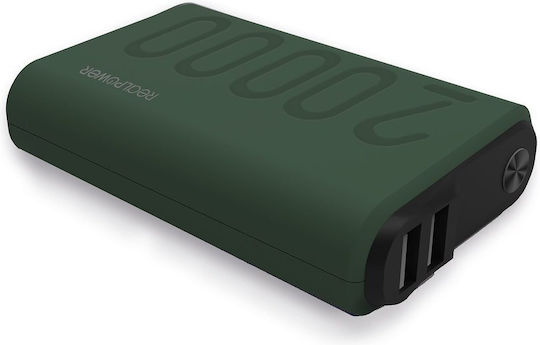 RealPower PB-20000PD+ Power Bank 20000mAh with 2 USB-A Ports and USB-C Port Green