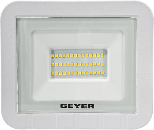 Geyer Στεγανός Προβολέας LED 30W Ψυχρό Λευκό 6500K IP65