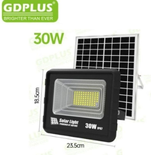 GDPLUS Στεγανός Ηλιακός Προβολέας LED 30W Ψυχρό Λευκό 6500K IP67