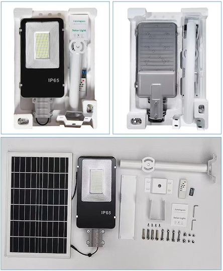 Powertech Montat pe perete Lampă Solară 80W 500lm Alb Rece 6500K cu Senzor de Mișcare, Fotocelulă și Telecomandă IP65