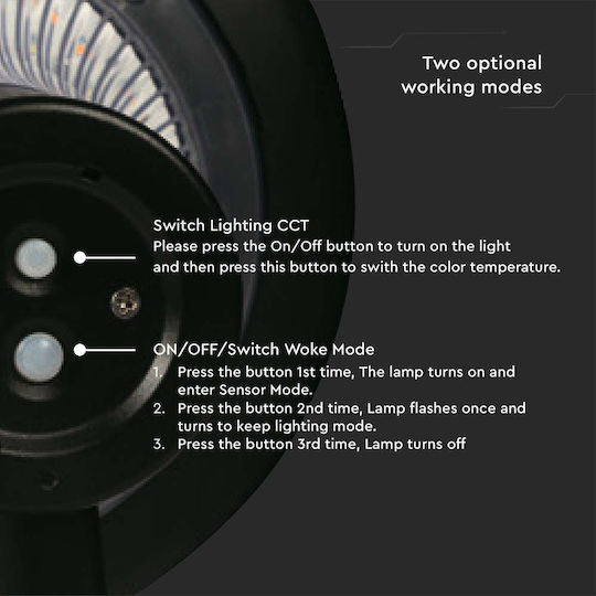 V-TAC Ηλιακό Φωτιστικό Δαπέδου 15W 2200lm Φυσικό Λευκό 4000K με Αισθητήρα Κίνησης IP65