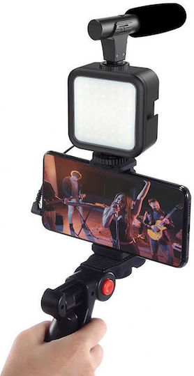 Platinet PL0289 Vlogging Set 4in1 Handy-Stative Selfie-Stick mit Beleuchtung Schwarz