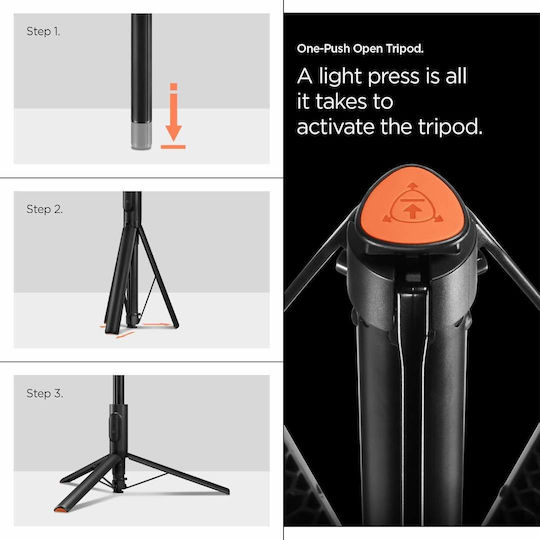 Spigen S541w Selfie-Stick Handy-Stative Bluetooth-Schwarz