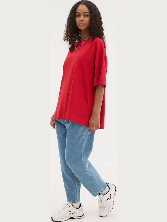 Short Sleeve Red Blouse