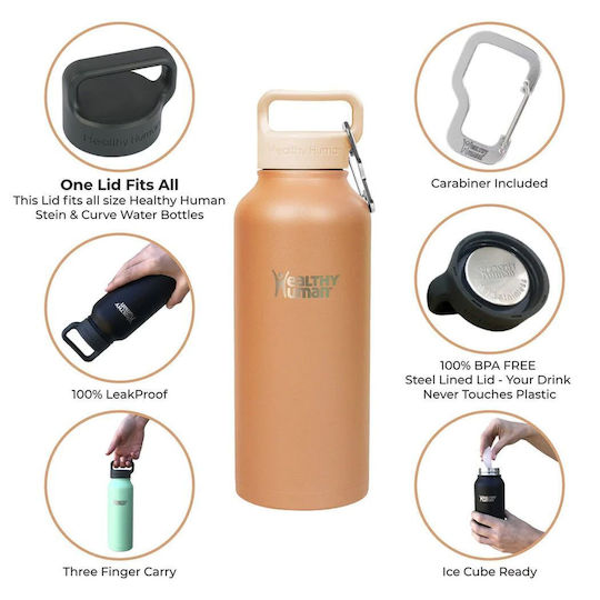 Healthy Human Μπουκάλι Θερμός Ανοξείδωτο / Πλαστικό BPA Free 621ml Stein Bottle Mocha Healthy Human