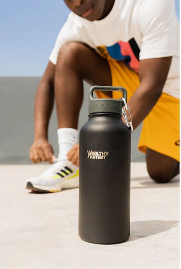 Healthy Human Μπουκάλι Θερμός Ανοξείδωτο / Πλαστικό BPA Free 950ml Stein Bottle Pure Black Healthy Human