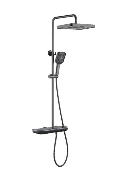 Dream House Adjustable Shower Column with Mixer Black Dream House Adjustable Shower Column with Mixer Black