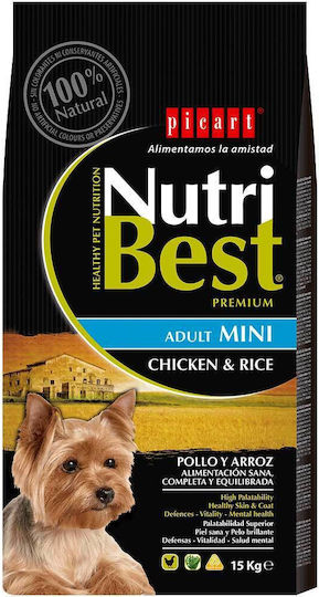 Picart Nutribest 10kg Dry Food for Adult Small Breed Dogs with Chicken, Rice and Meat