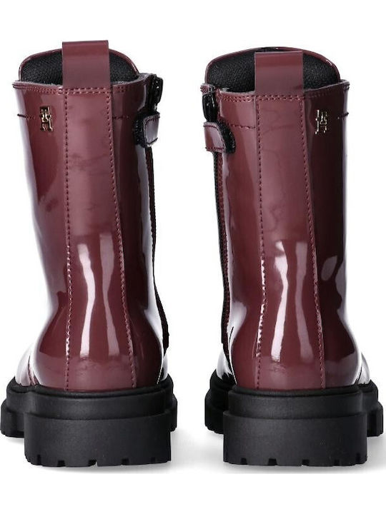 Kinderstiefel aus Lackleder mit Reißverschluss Burgundisch