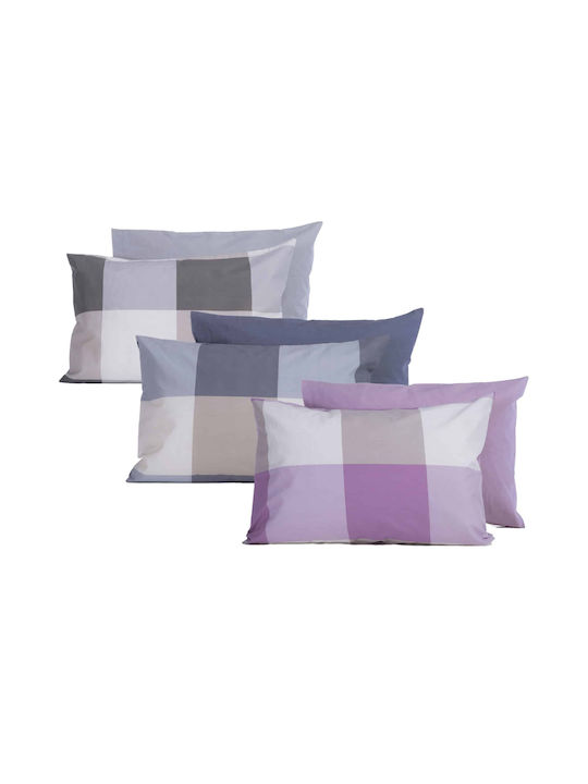 Nef-Nef Homeware Casual Check Μαξιλαροθήκη με Φάσα Denim 52x72εκ.