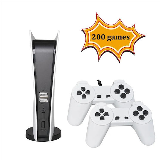 Foxmag24 Kids Video Games Console Wireless Connectivity 2 Wireless Controllers 200 Built-in Games White