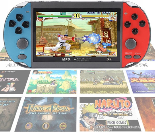 Bedee X7 Consolă Portabilă 4.3 Inch 8GB Roșu Albastru Suportă Jocuri Arcade 8-bit 16-bit 32-bit 64-bit