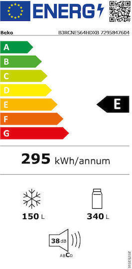 Beko 490лт NoFrost В192xШ70xД74.5см. Сив B3RCNE564HDXB