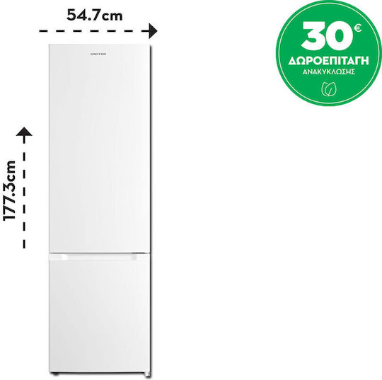 United Ψυγειοκαταψύκτης 259lt Υ177.3xΠ54.7xΒ56.8εκ. Λευκός UCW-3262M