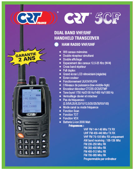 CRT 5 CF Transmițător Wireless UHF/VHF 5W cu Ecran Monocrom