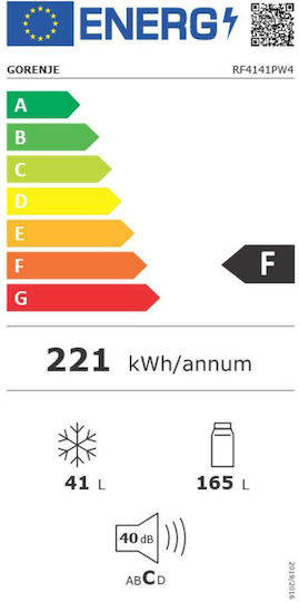 Gorenje Ψυγείο Δίπορτο 206lt Υ143.4xΠ55xΒ54.2εκ. Λευκό RF4141PW4