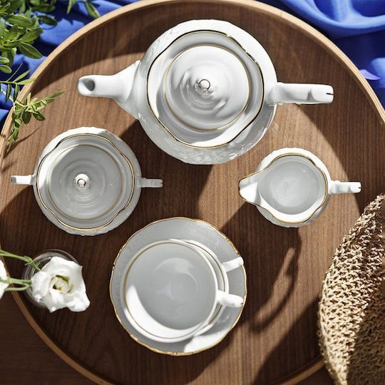 Kristoff Tea Set with Cup Porcelain Gold 1200ml 27pcs