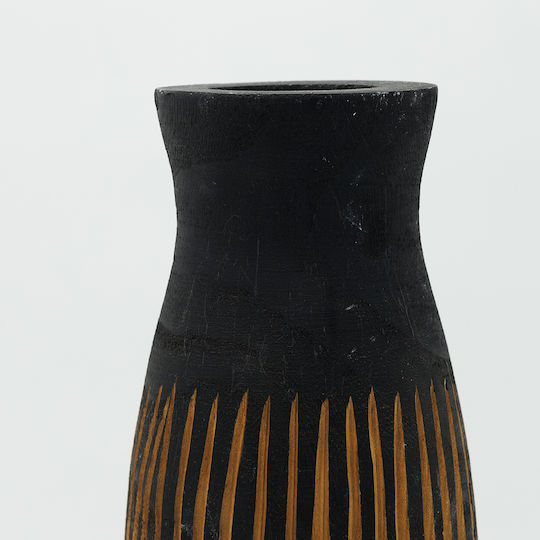 Βάζο Ξύλινο Μαύρο Φ14xΥ37cm