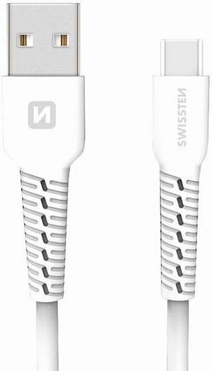 Swissten USB 2.0 Кабел USB-C Мъжки - USB-A Бял 1м 71505531