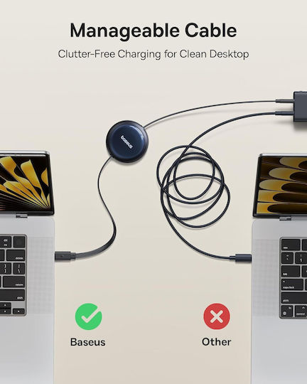 Baseus Charging Extensibil USB 2.0 Cablu USB-C bărbătesc - USB-C 100W Negru 1m (P10370900123-00)