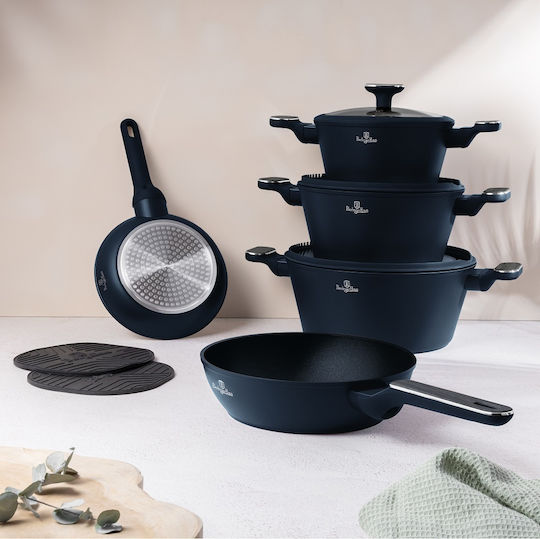 Berlinger Haus Cookware Set from Aluminum Matt Blue with Non-stick Interior Coating 5 Pieces
