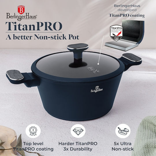 Berlinger Haus Cookware Set from Aluminum Matt Blue with Non-stick Interior Coating 5 Pieces