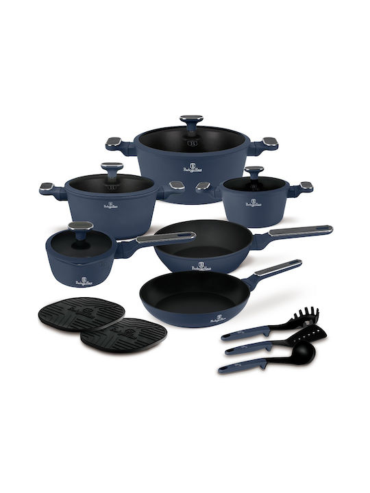 Berlinger Haus Cookware Set Made of Aluminum Matt Blue with Non-Stick Coating 6 Pieces